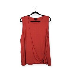J Jill Wearever Collection Orange Red Women's Size XL Sleeveless Draped Knot Top